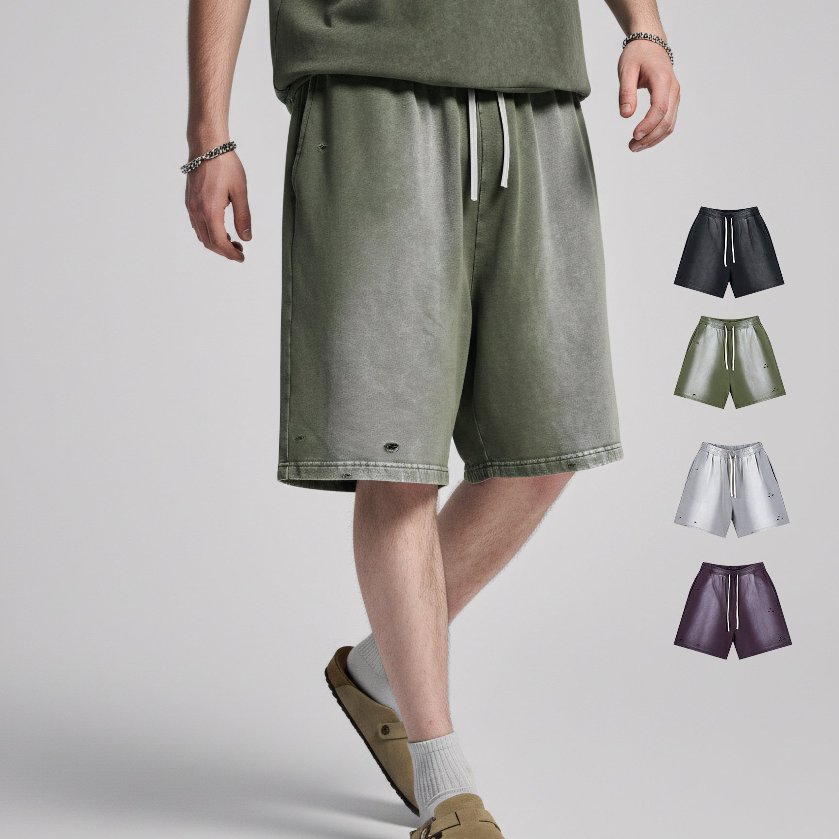 High Quality Shorts Custom Puff Printing Streetwear Summer Vintage Blank Wholesale Design Summer Washed Personalized Shorts
