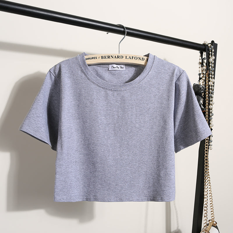 Custom logo Blank High Quality Cropped Streetwear Round Neck Pure Color Screen Print Design Heat Transfers for T-shirts