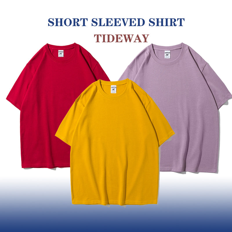 Custom T-shirt logo 100% CottonStreetwear Drop Shoulder High Quality Blank Pure Color Round Neck Heavyweight T shirts Wholesale