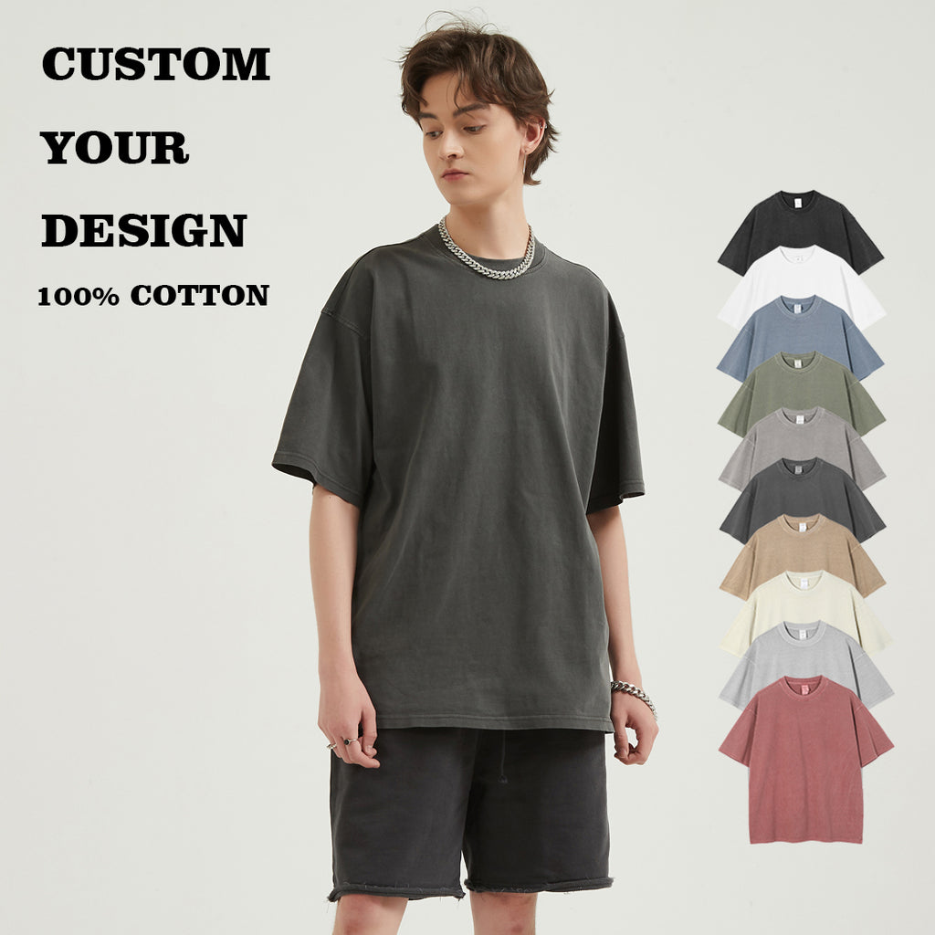 Streetwear 2026 Summer New Design T-shirts Custom Puff Printing High Quality Acid Wash Loose Vintage Wholesale Men's T-shirt