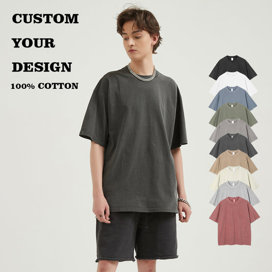 Streetwear 2026 Summer New Design T-shirts Custom Puff Printing High Quality Acid Wash Loose Vintage Wholesale Men's T-shirt