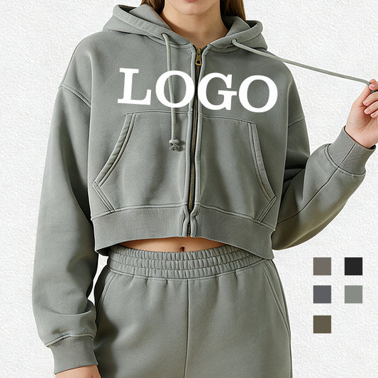Women's Hoodies Crop Top Custom Vintage High Quality Zip up Fashion New Design Short Streetwear Plain Fashion Hoodies