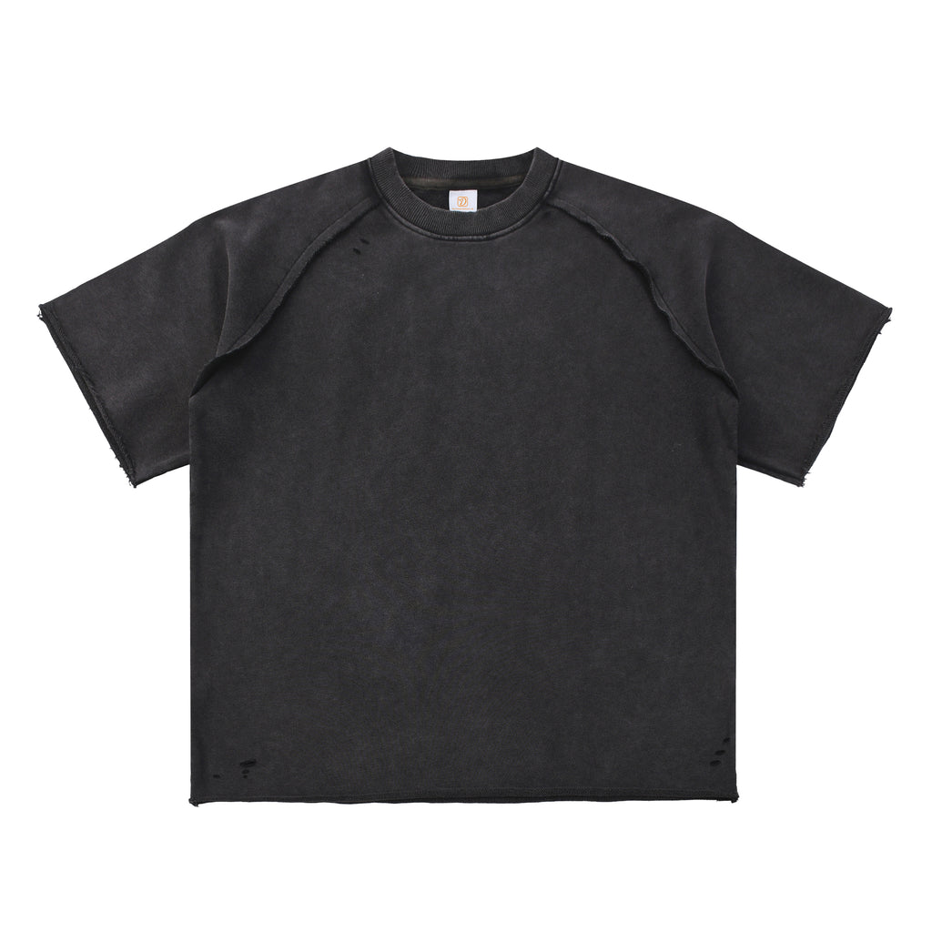 Ralgan Sleeve T-shirt Heavyweight 100% Cotton Broken Design Custom Patchwork High Quality Summer Heat Transfers for T-shirts