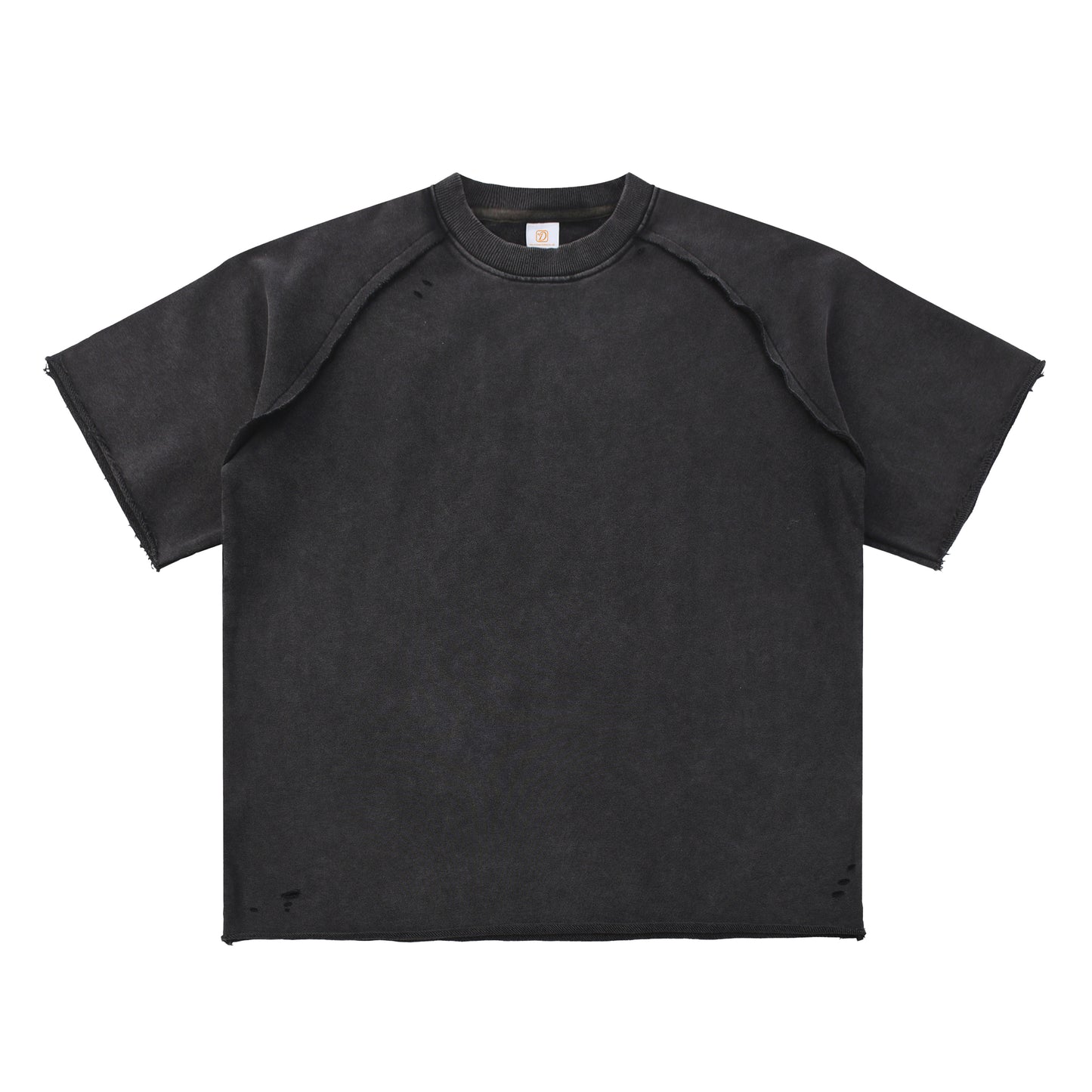 350g Heavyweight T-shirt Wax Printing Heavy Cotton Broken Streetwear Round Neck Design Patchwork Blank Fashion Men's T-shirts