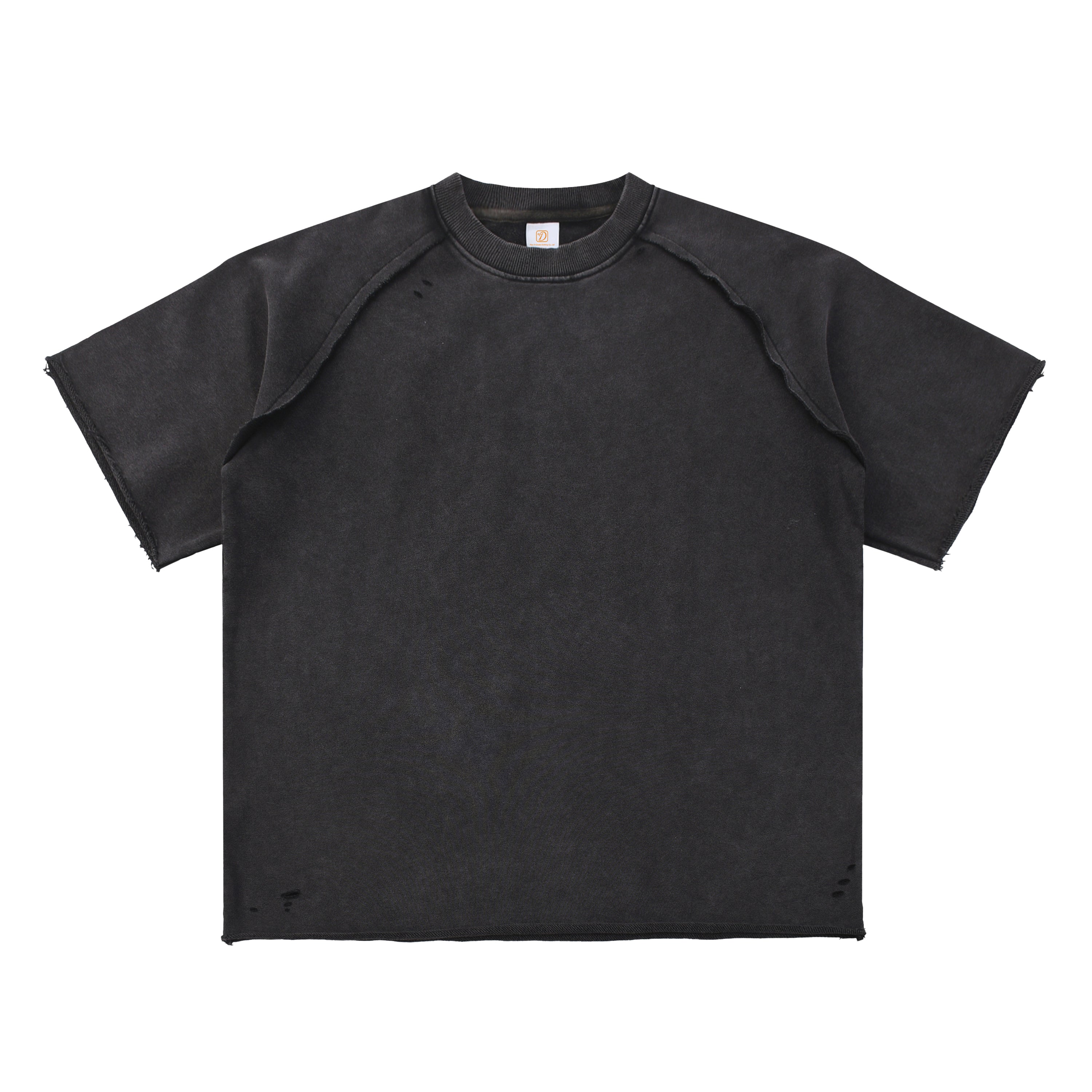 Ralgan Sleeve T-shirt Heavyweight 100% Cotton Broken Design Custom Patchwork High Quality Summer Heat Transfers for T-shirts