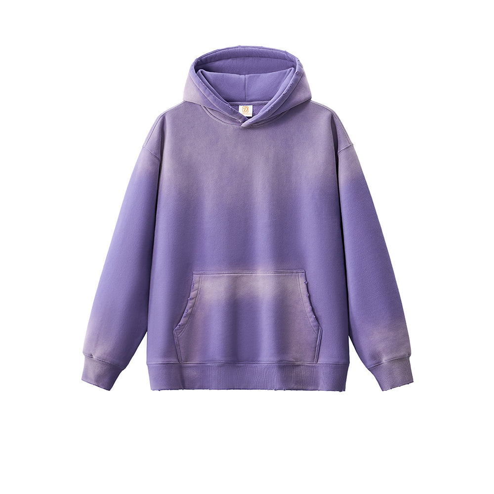 Winter Hoodie Custom Men's Thick Fabric Washed Drop Shoulder Gradient Loose Fitting Hoodie with logo Personalized Design