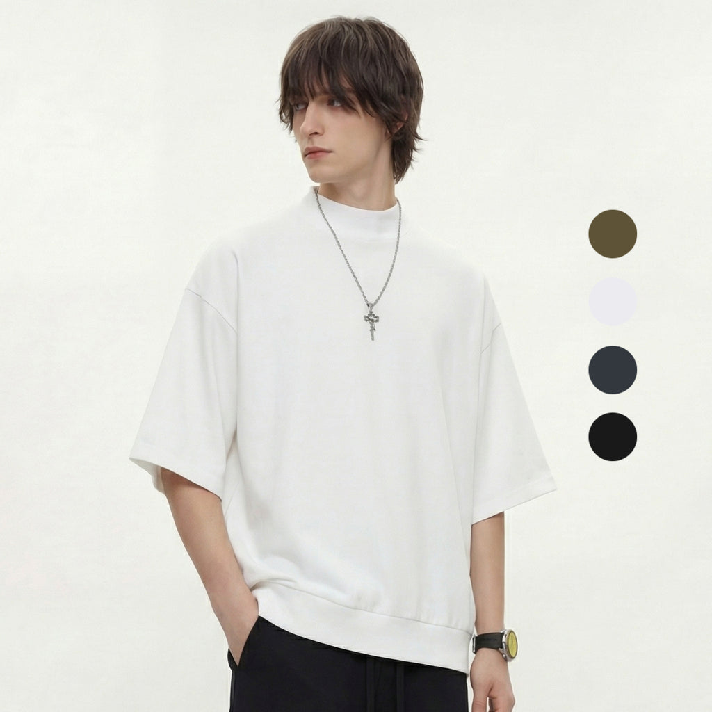 Men's Cotton T-shirt Custom Pure Color Casual High Quality Drop Shoulder Boxy Style Short Sleeve Fashion Summer T-shirts