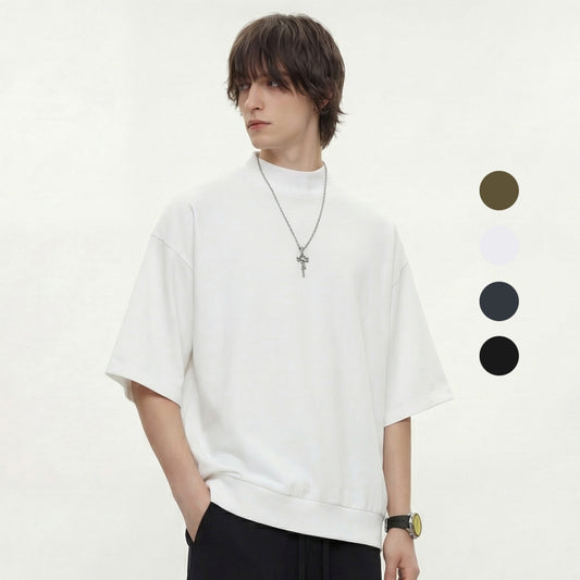 Men's Cotton T-shirt Custom Pure Color Casual High Quality Drop Shoulder Boxy Style Short Sleeve Fashion Summer T-shirts