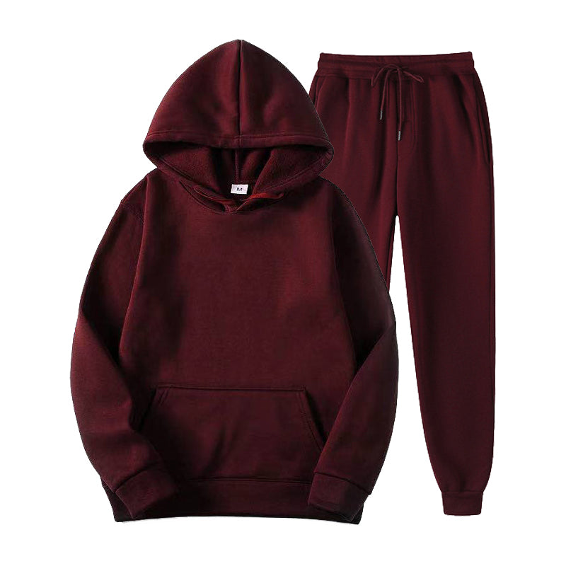 Custom Sweatpants and Hoodie Set High Quality Blank Pullover Pure Color Regular Fit Polyester Screen Printed Streetwear Hoodies
