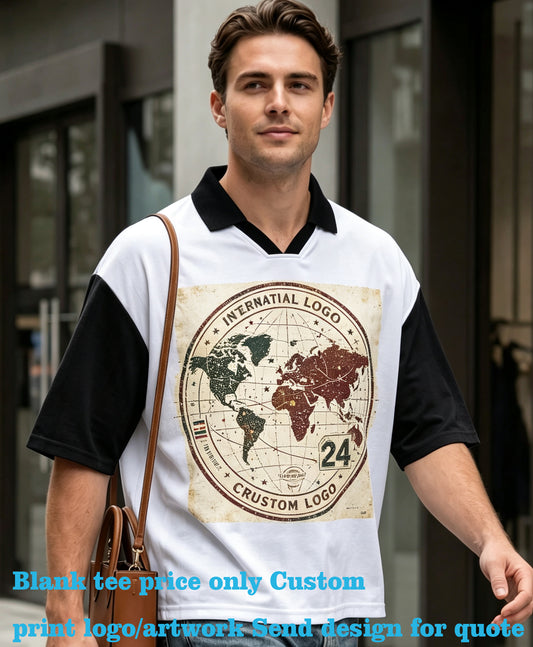 Tshirt Manufacturer Square Cut Short Sleeved Color Matched Collared Baseball Shirt for Men Multiple Processes to Choose From