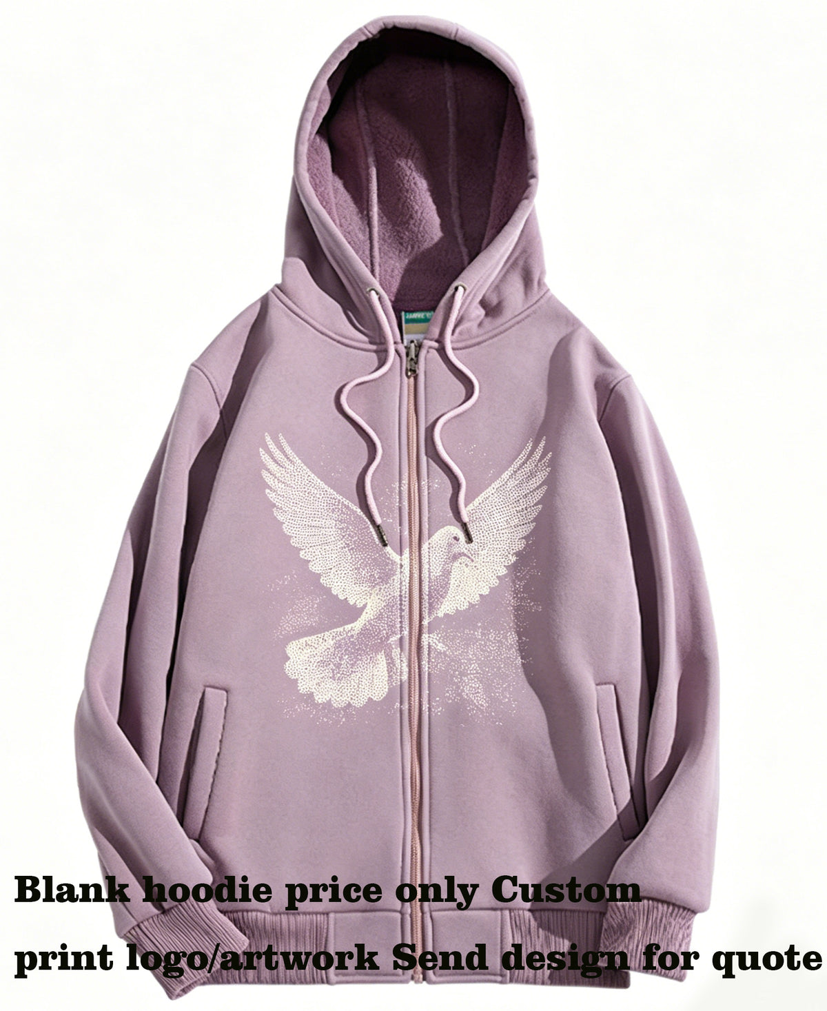 Wholesale Custom Made Color Zipper Sweatshirt with Single Layer Hat Featuring Your Design All Kinds of Techniques Can Be Used
