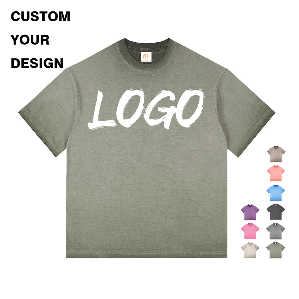 Customized t Shirts 100% Cotton Heavyweight Drop Shoulder Round Neck High Quality Acid Washe Oversized Plain t Shirt for Men