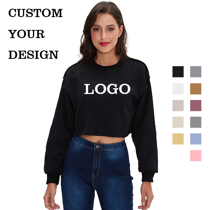 Heavyweight Hoodies Custom Crew Neck Blank Pure Color Sweatshirts High Quality Pullover Custom logo Streetwear Women's Hoodies