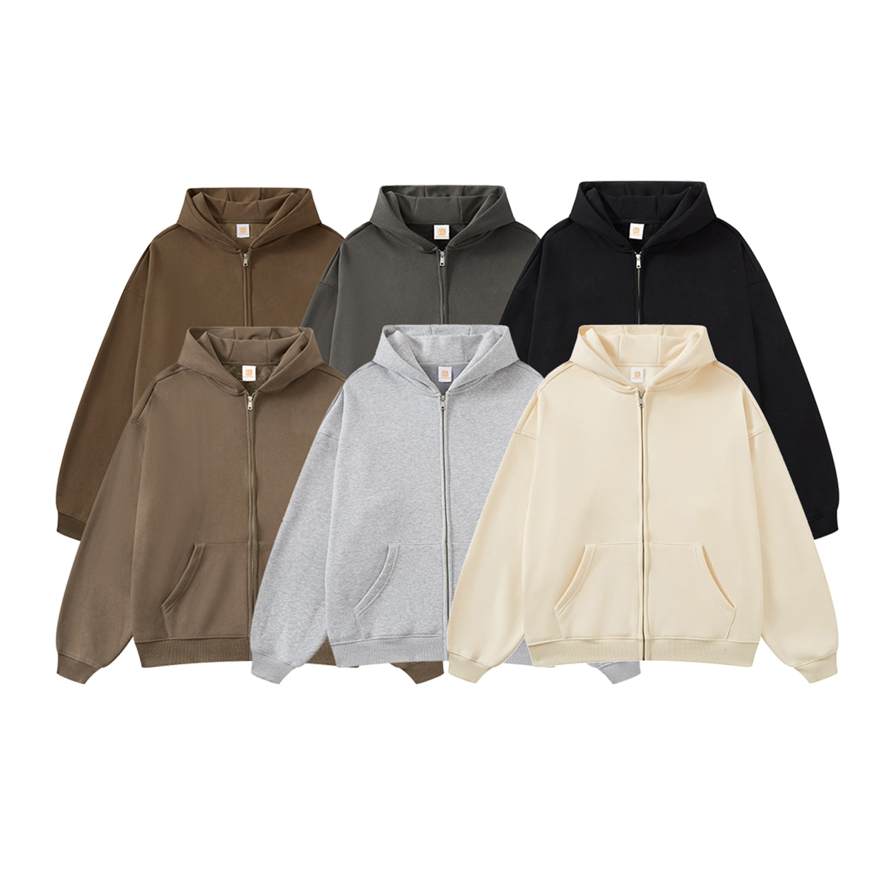 420g Heavyweight Hoodie Blank Custom logo Full Zip up Hoodies High Quality Pure Color Polyester/Cotton Hoodies Sweatshirts