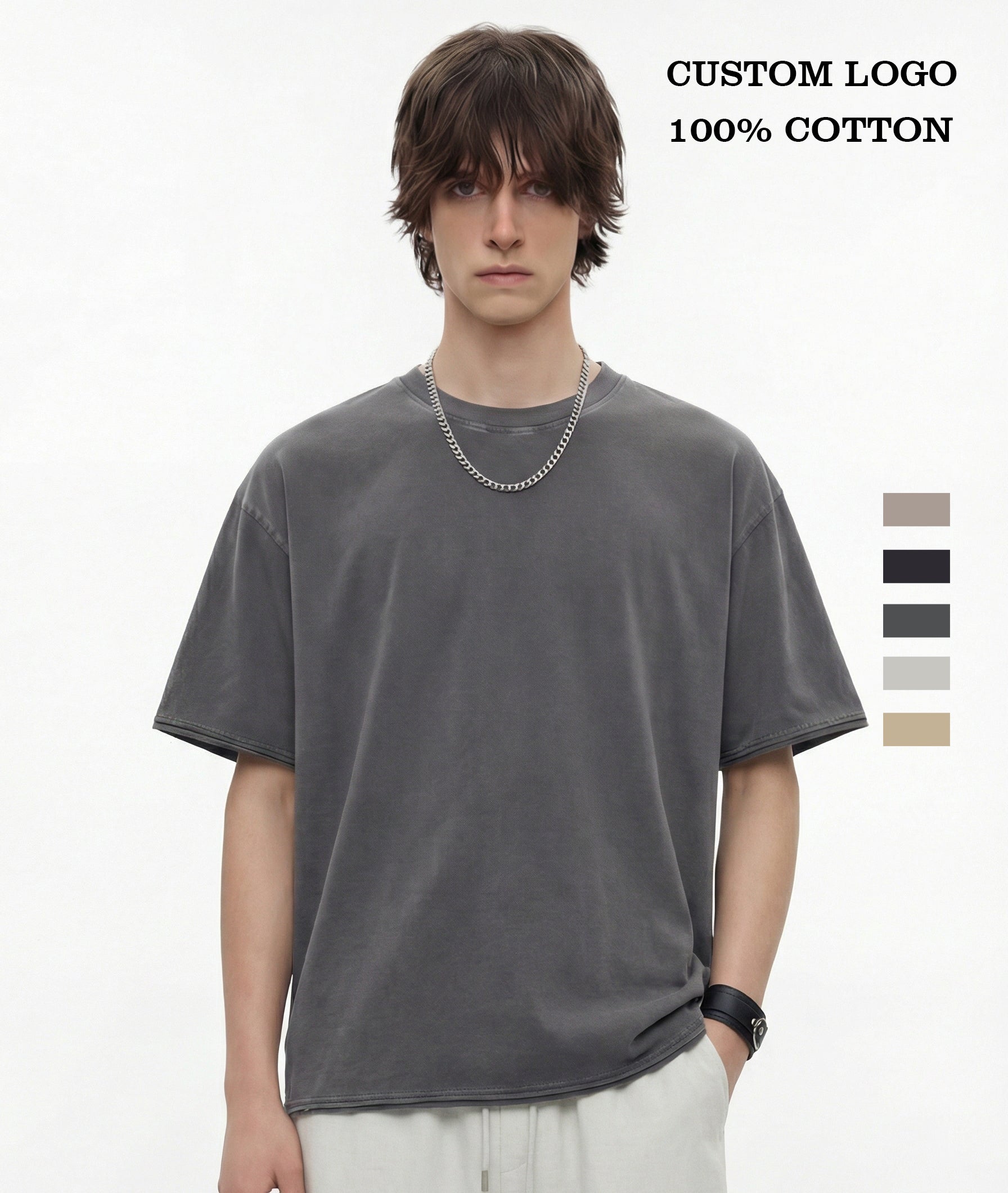 Men's T-shirts Casual Custom High Quality 100% Cotton Washe Summer Puff Printing T-shirt Wholesale Fashion Personalized T-shirt