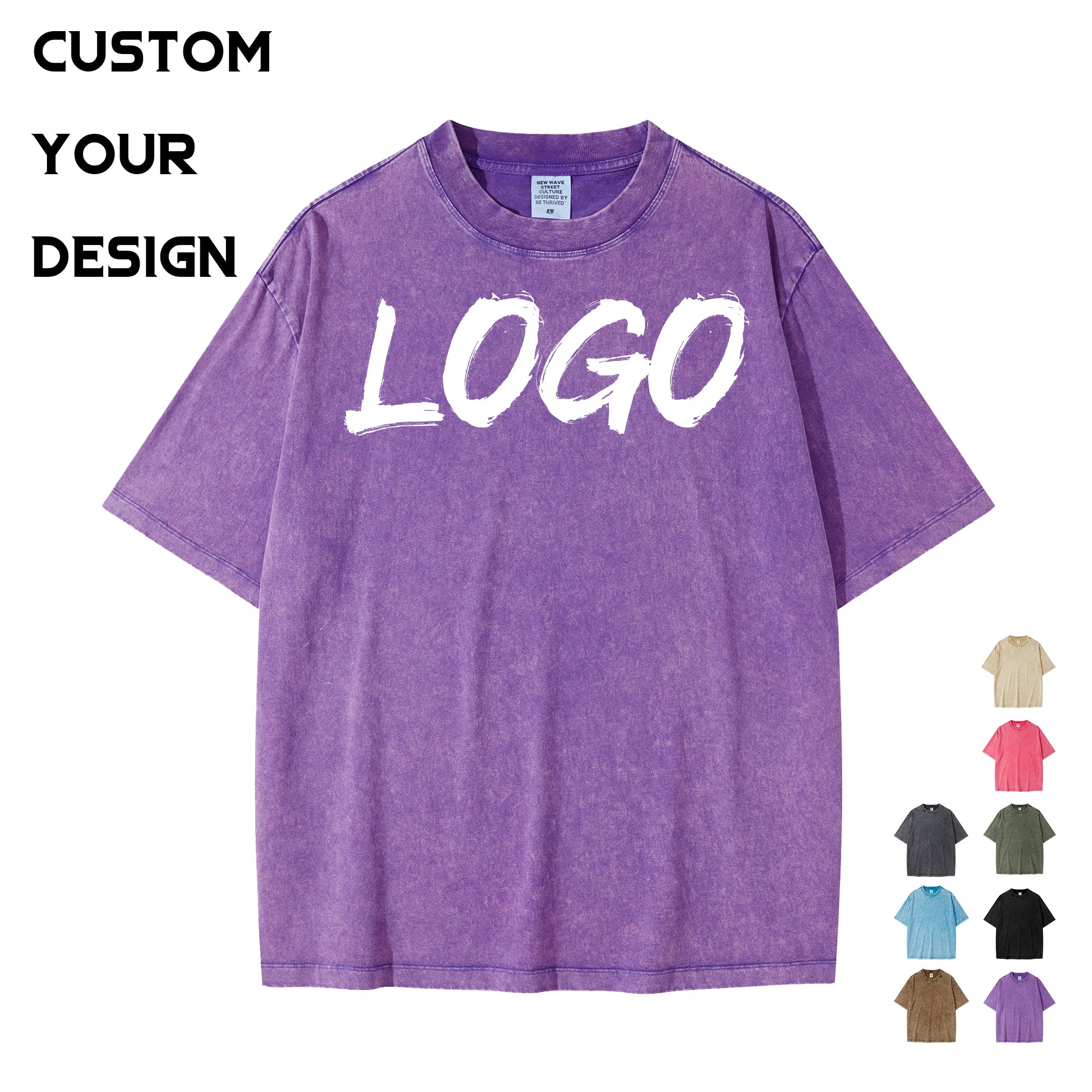 Cotton Tshirt Unisex High Quality Plain Pure Color Loose Blank Heavyweight Drop Shoulder Streetwear Heat Transfers for T-shirts