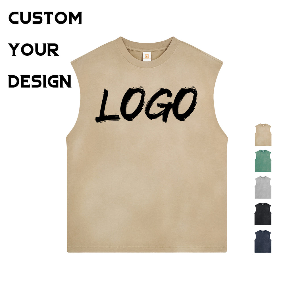 Custom logo Sleeveless t Shirt Round Neck Sport High Quality Vintage Heavy Cotton Fashion Streetwear New Style t Shirt for Men