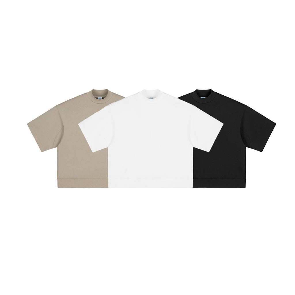 Men's T-shirts Boxy Heavyweight High Collar Custom Drop Shoulder New Design Short Sleeve Summer High Quality Streetwear T-shirts