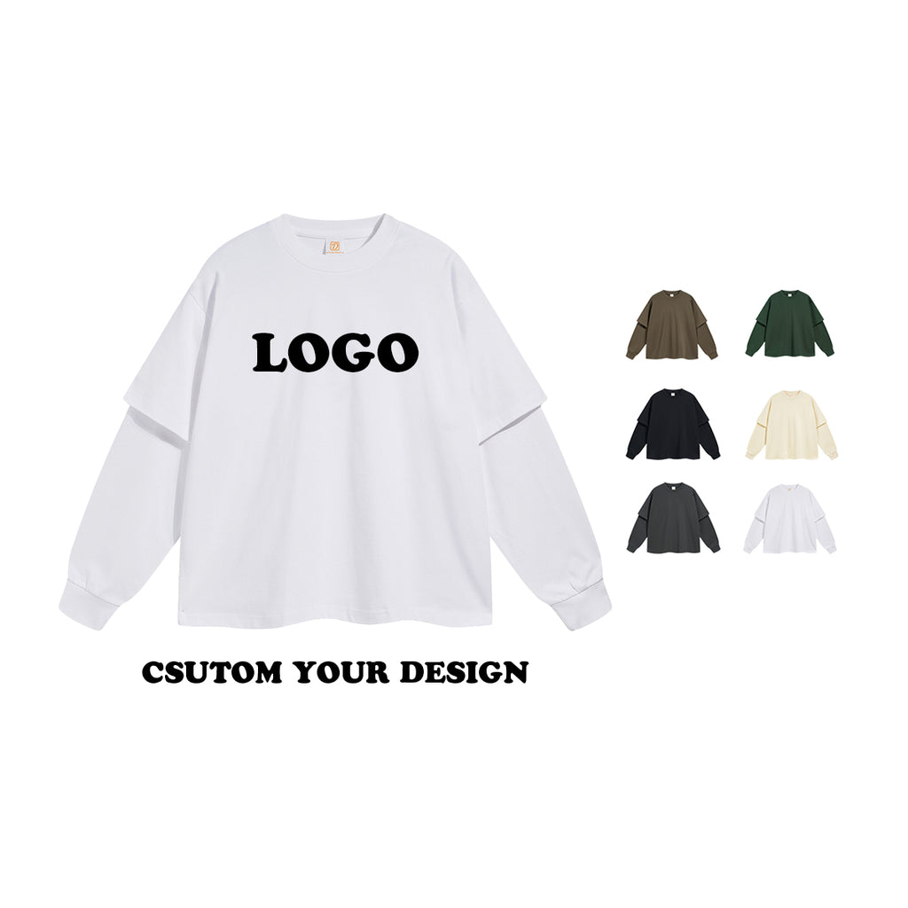 100% Cotton Long Sleeve T-shirt Heavyweight Drop Shoulder Streetwear High Quality Embroidery logo Long Sleeve Tshirt for Men
