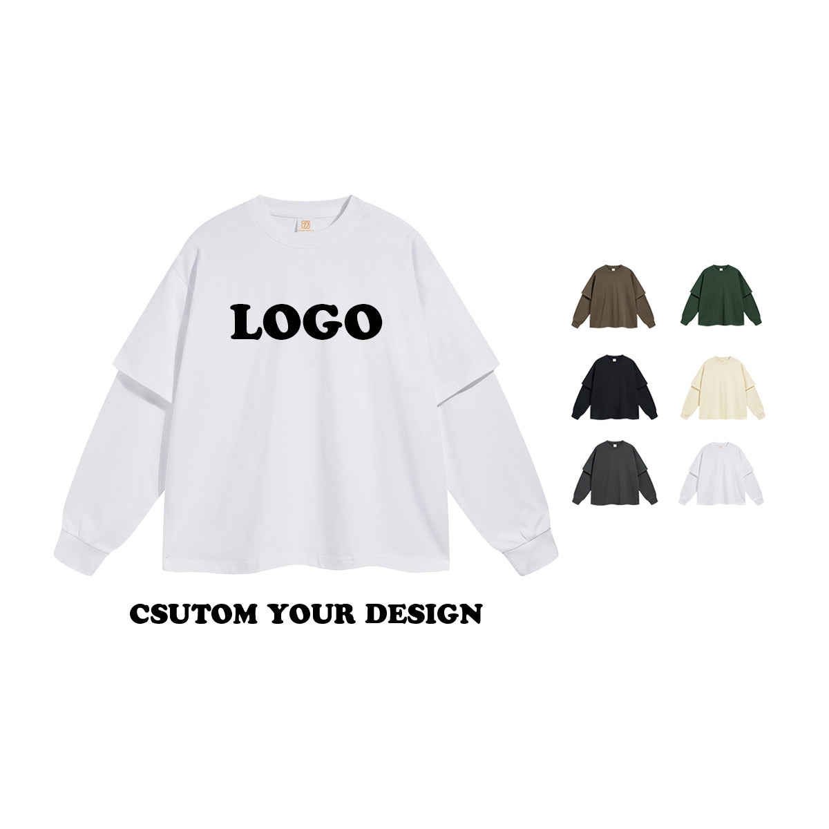 100% Cotton Long Sleeve T-shirt Heavyweight Drop Shoulder Streetwear High Quality Embroidery logo Long Sleeve Tshirt for Men