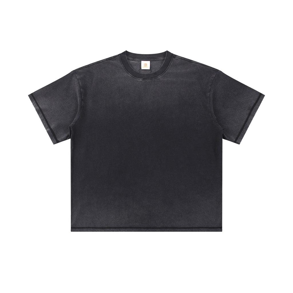 T-shirt 250g Drop Shoulder Custom Distressed Embroidery Round Neck High Quality Vintage 100% Cotton Dtf Transfers for t Shirts