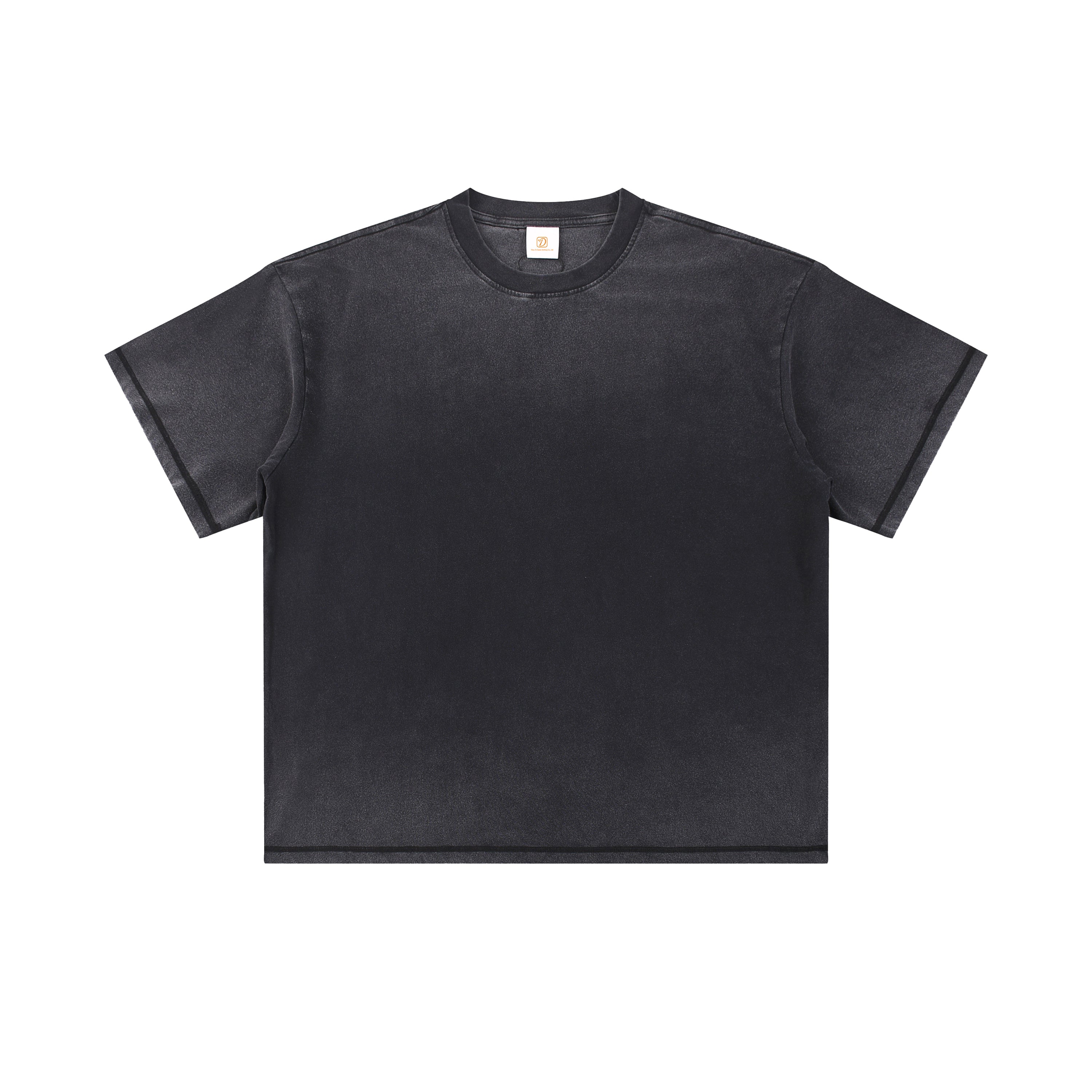 T-shirt 250g Drop Shoulder Custom Distressed Embroidery Round Neck High Quality Vintage 100% Cotton Dtf Transfers for t Shirts