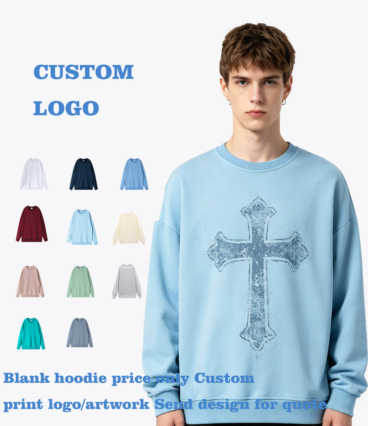 Manufacturer Pure Cotton French Style Looped Shawl Collar Round Neck Hoodie Blank Hoodies High Quality Unisex Heavy Weight