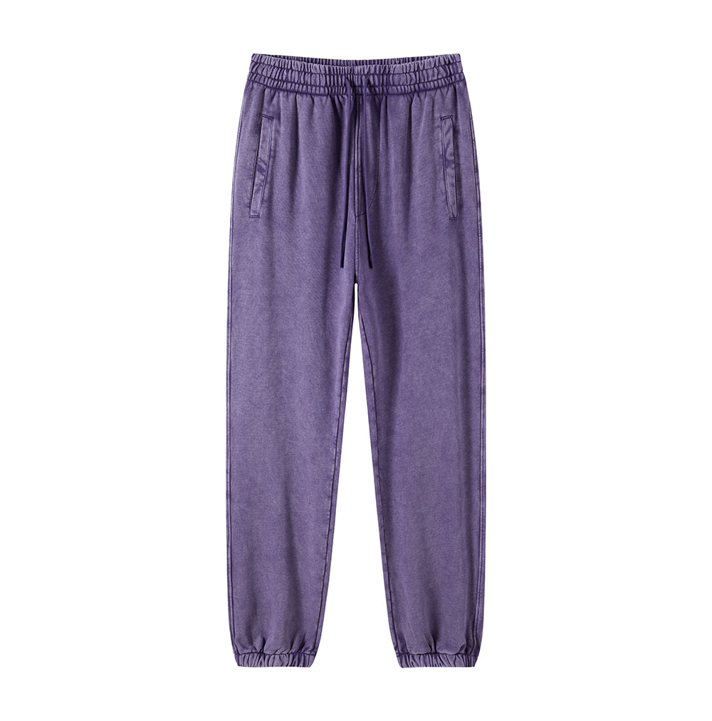 Fall and Winter Style 100 Cotton Blanc Belted Wax Dyed Distressed Long Sweatpants Heavy Duty Free Sample Sweatpants Design