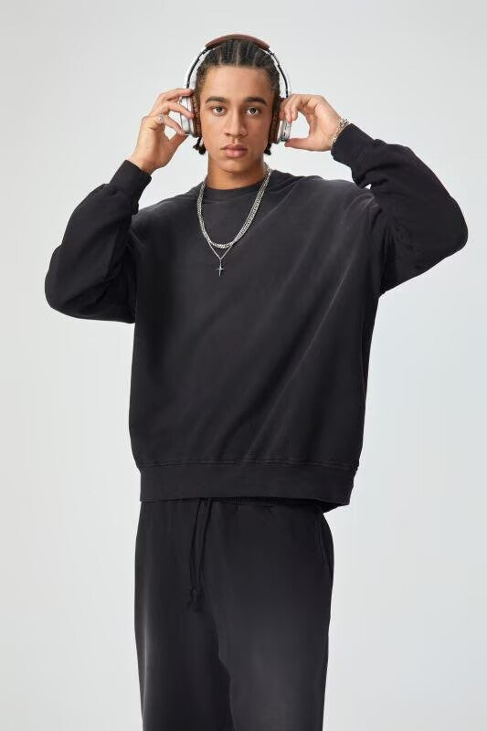 Manufacturer Hoodies Crewneck Loose Acid Washe Heavyweight Heavy Cotton High Quality Blank Pullover Custom Puff Printing Hoodie