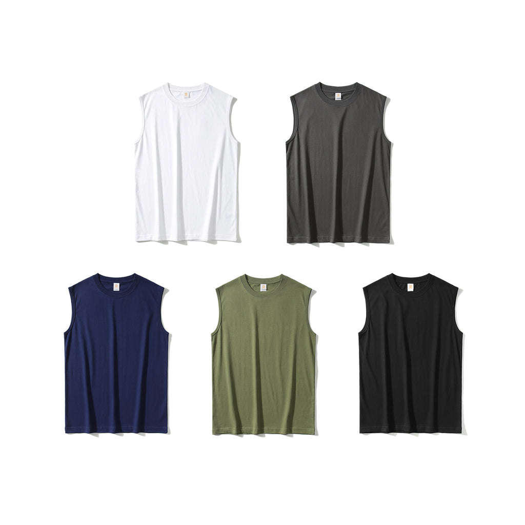 Men's T-shirts Sleeveless Sport Round Neck 100% Cotton Streetwear Summer Gym High Quality Plain 220 Gsm Custom t Shirts Printing
