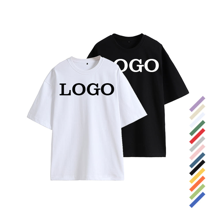 High Quality Men's T-shirts Blank Pure Color Heavy Cotton Loose Short Sleeve Crew Neck Drop Shoulder Wholesale T-shirts