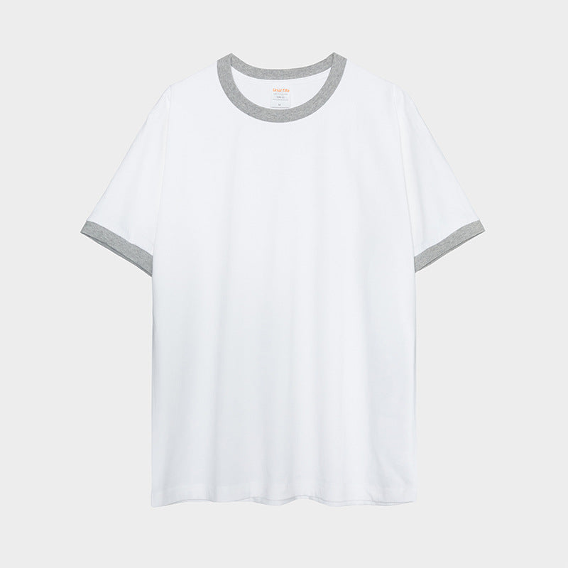 Custom Logo Multi Color Color Block Spliced Edge Unisex Casual Fashion Summer Short Sleeve High Quality 100% Cotton T-shirt