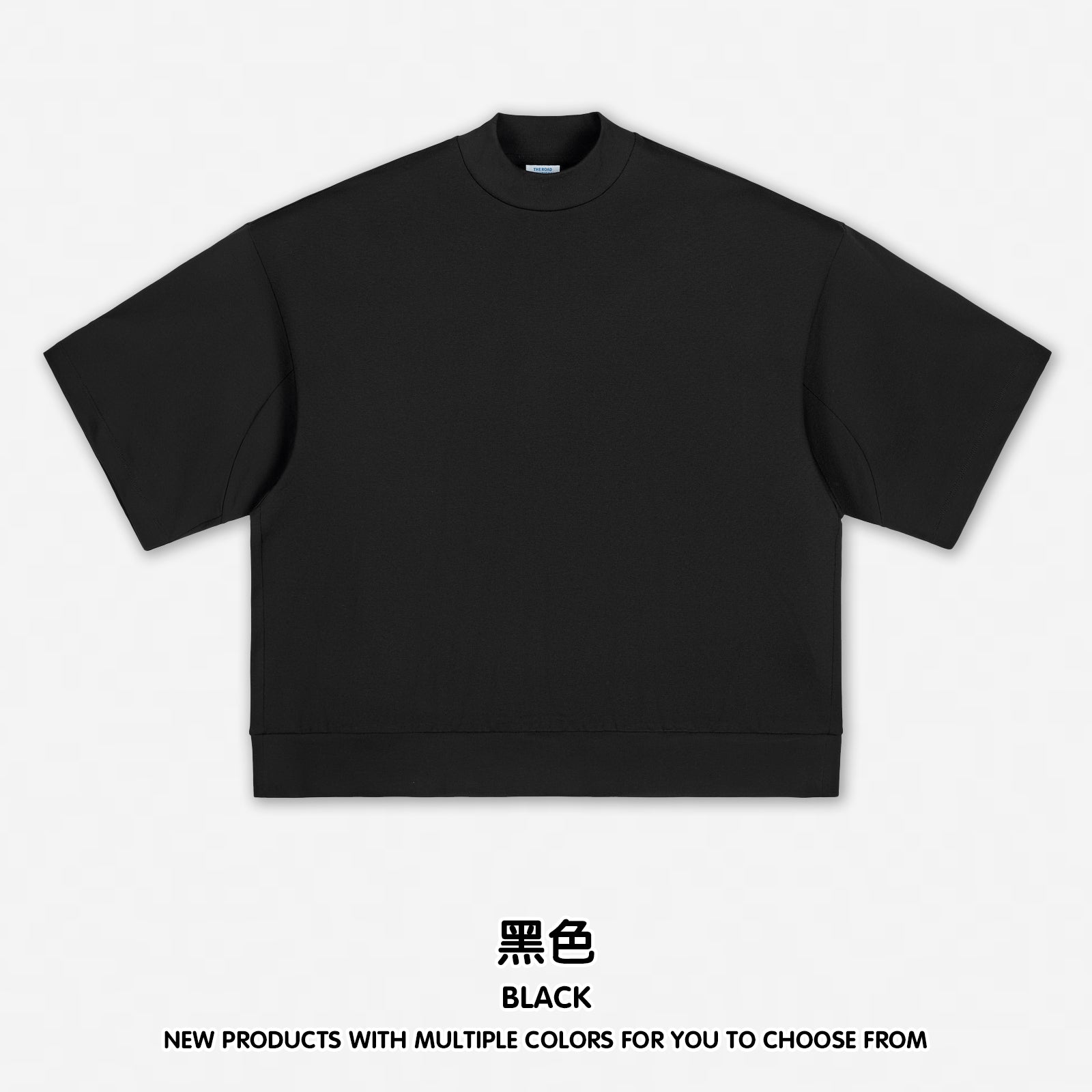 305G Heavyweight 100% Cotton Drop Shoulder T-short Boxy High Quality Print Sublimation Short-sleeved with Small High Collar