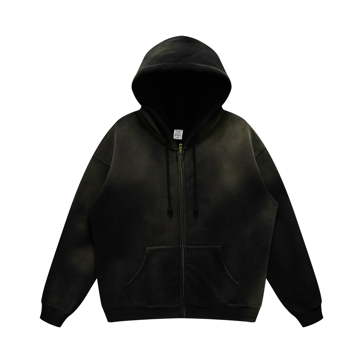 Customized 4 Color Fleece Water Washed zebra Gradient Zipper American Retro Unisex Plain Hooded Sweatshirt Winter Version