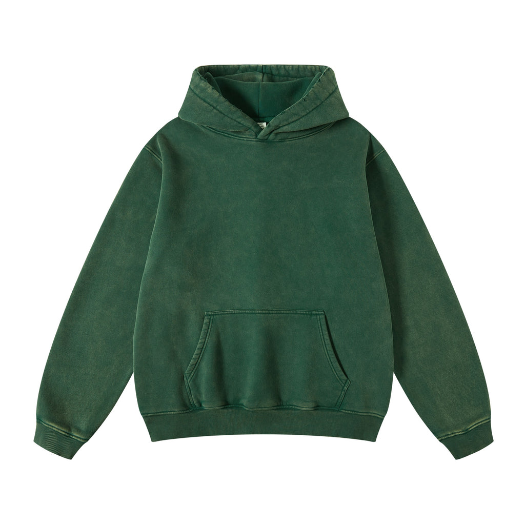 350G Heavyweight Vintage Fleece Streetwear High Quality Oversized Washed Wireless Solid Custom Puff Print Fashion Hoodie