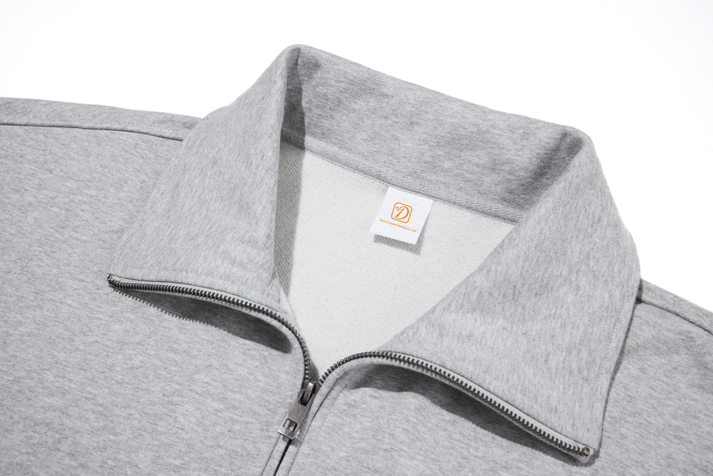 Stand Collar Custom Terry High Quality Blank Half Zipper Distressed Puff Print Streetwear Oversized High Quality Hoodies