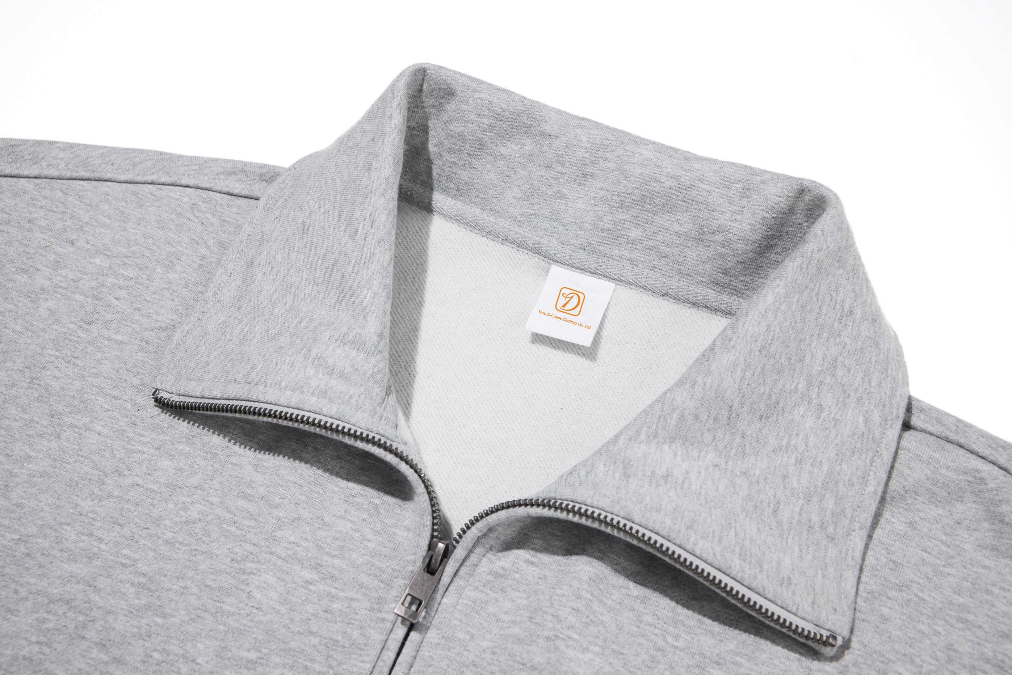 Stand Collar Custom Terry High Quality Blank Half Zipper Distressed Puff Print Streetwear Oversized High Quality Hoodies