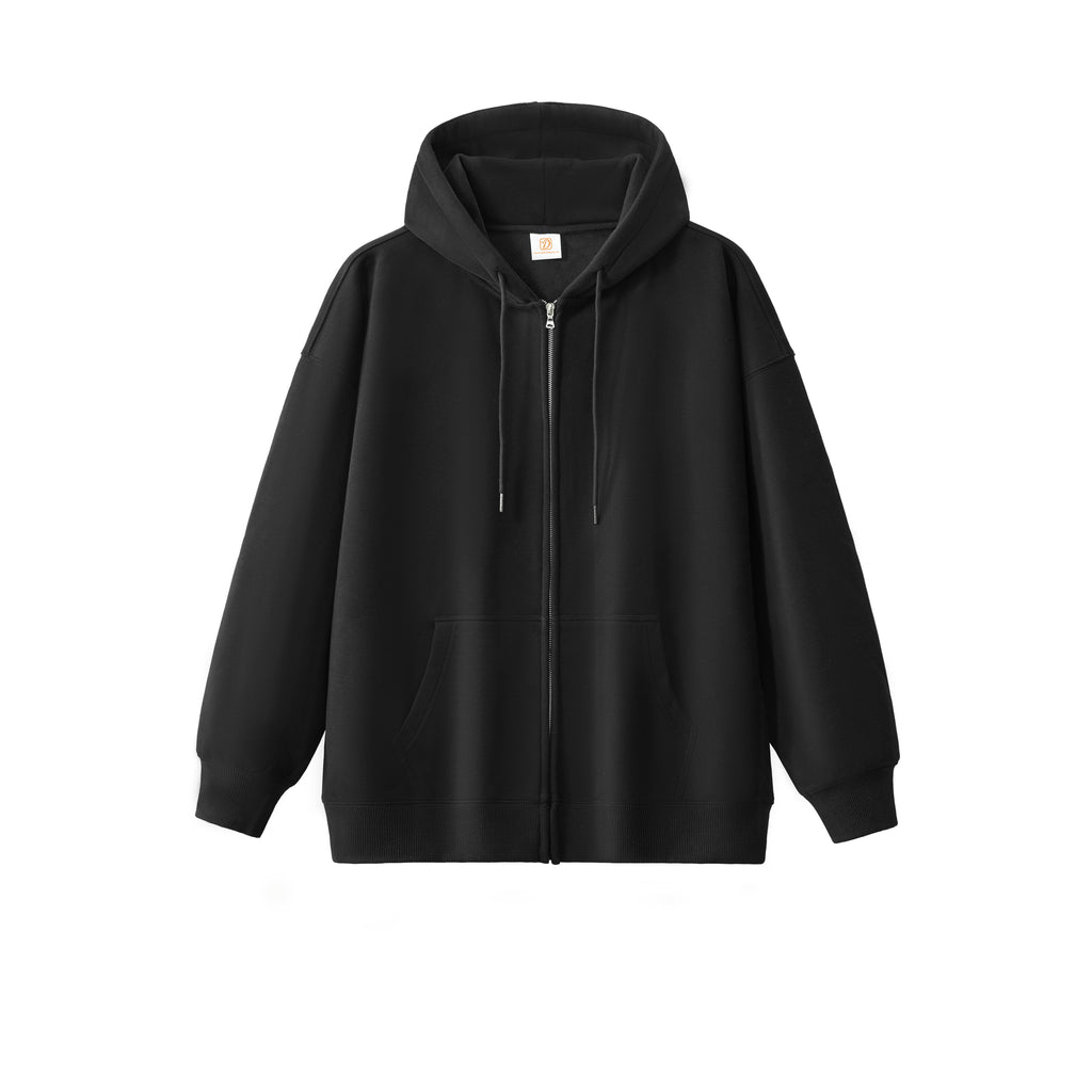 Wholesale High Quality Custom Zip up Fleece High Quality Loose Drop Shoulder Puff Printing Unisex Oversized Blank Hoodie