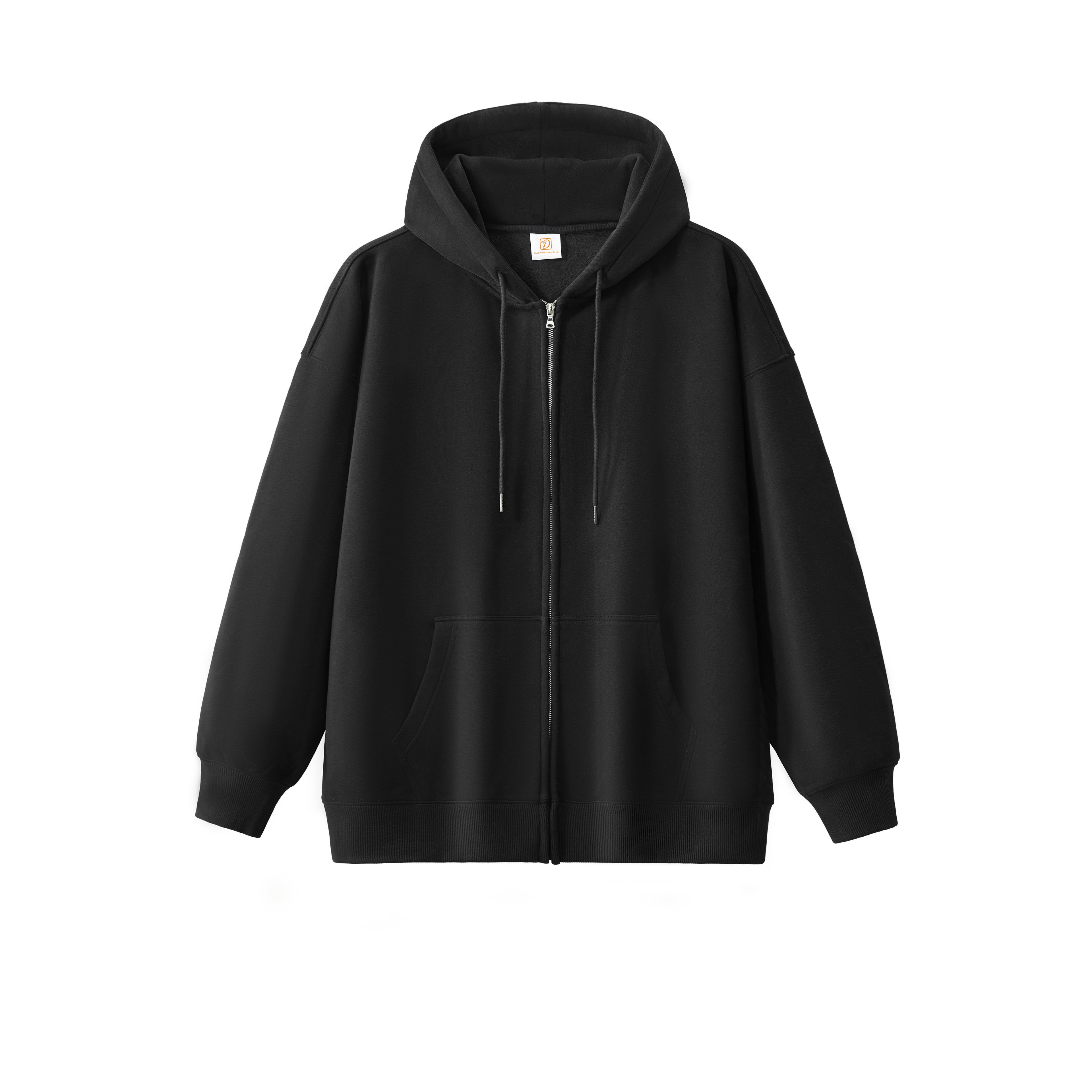 Wholesale High Quality Custom Zip up Fleece High Quality Loose Drop Shoulder Puff Printing Unisex Oversized Blank Hoodie
