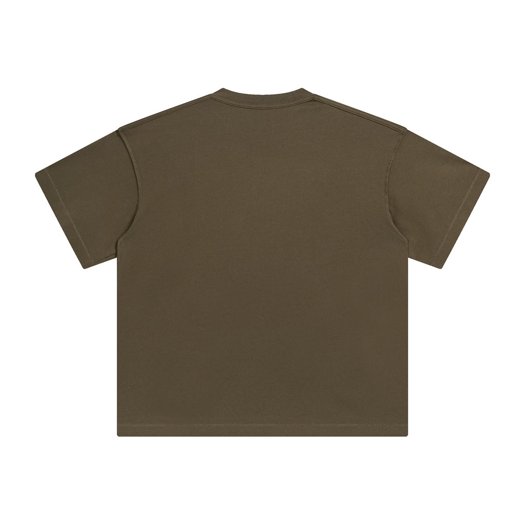 Heavy Weight Frayed Edge Washe Drop Shoulder High Quality 100% Cotton Loose Pure Color Custom Screen Puff Print Fashion T-Shirts