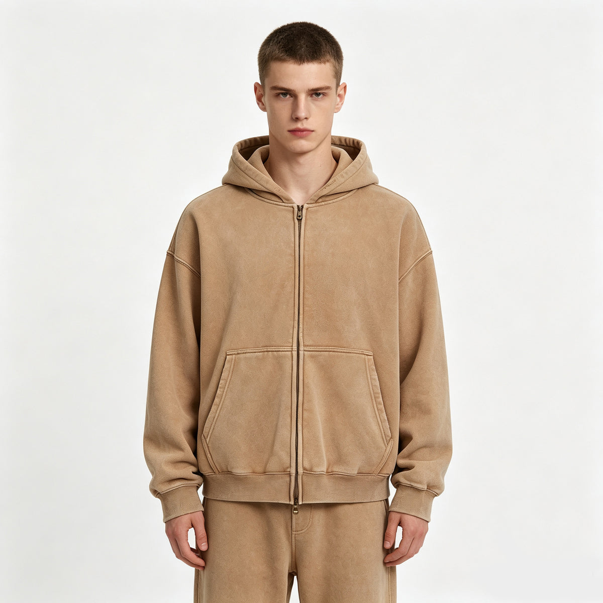 Unisex Hoodie Short Sleeved BOXY Style Zipper Coat with Water Washed Tie Dye Print Hoodie Zip up Hoodie Fall and Winter Style