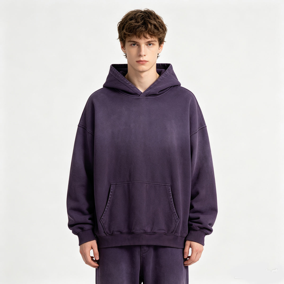 Oem Custom 100% Cotton Hoodies Retro Water Washed Hooded Sweatshirt with Horsehair Distressing Effect Heavyweight Hoodie