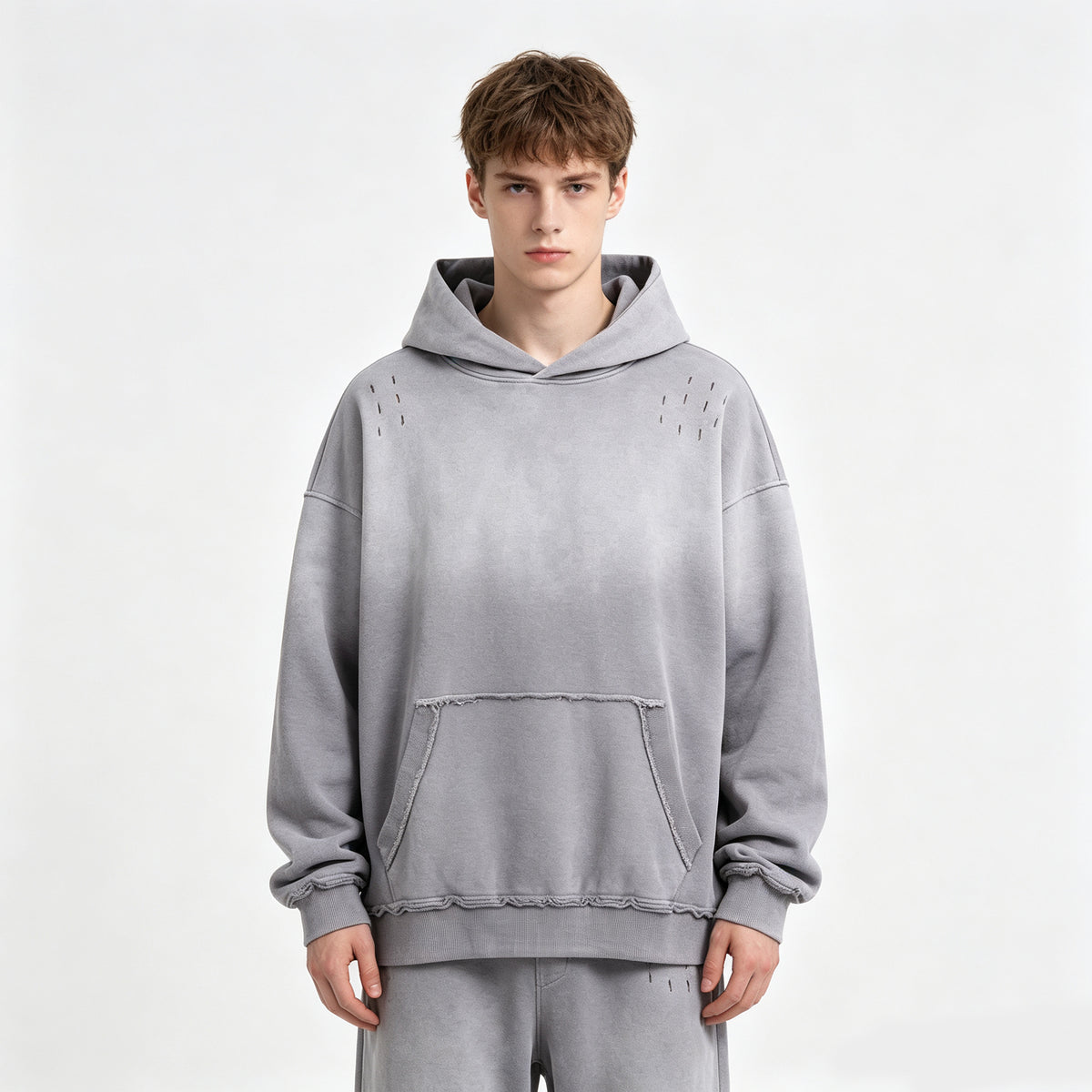100% Cotton Hoodies Washable Batik Gradient Cut Loose Hooded Sweatshirt High Quality Custom Unisex Fashion Oversized Hooded