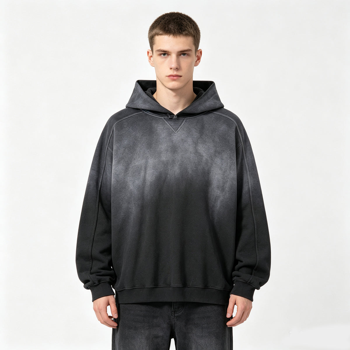 High Quality 100% Cotton Hoodies Vintage Shaped Hoodie with Dropped Shoulders Water Washed Gradient Hoodie From a Trendy Brand