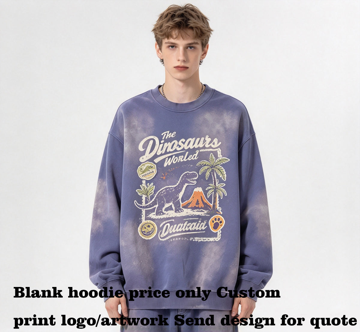 American Style Custom logo Fashion 5 Color Water Washed Distressed Fleece Gradient Round Neck Pullover High Quality Hoodies