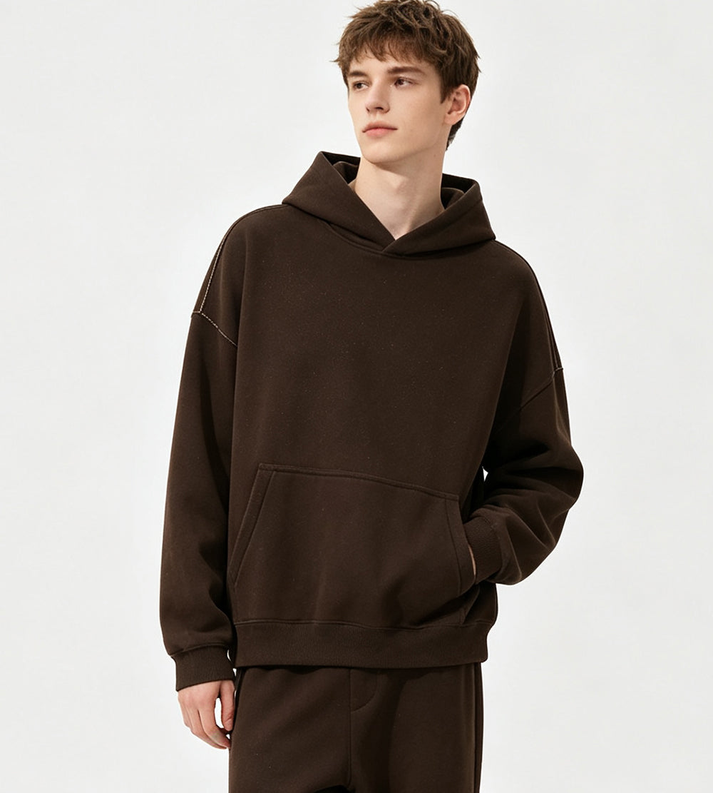 The Boxy Shaped Thickly Lined Heavy-duty Drop Shoulder Pullover Is Available in Samples Hoodie for Men Fall and Winter Style