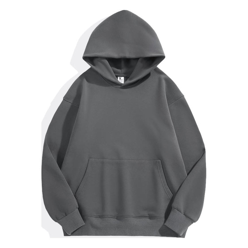 Heavyweight Pure Color Hoodies Custom logo Unisex High Quality Blank Oversized Streetwear Drop Shoulder Puff Printing Hoodie