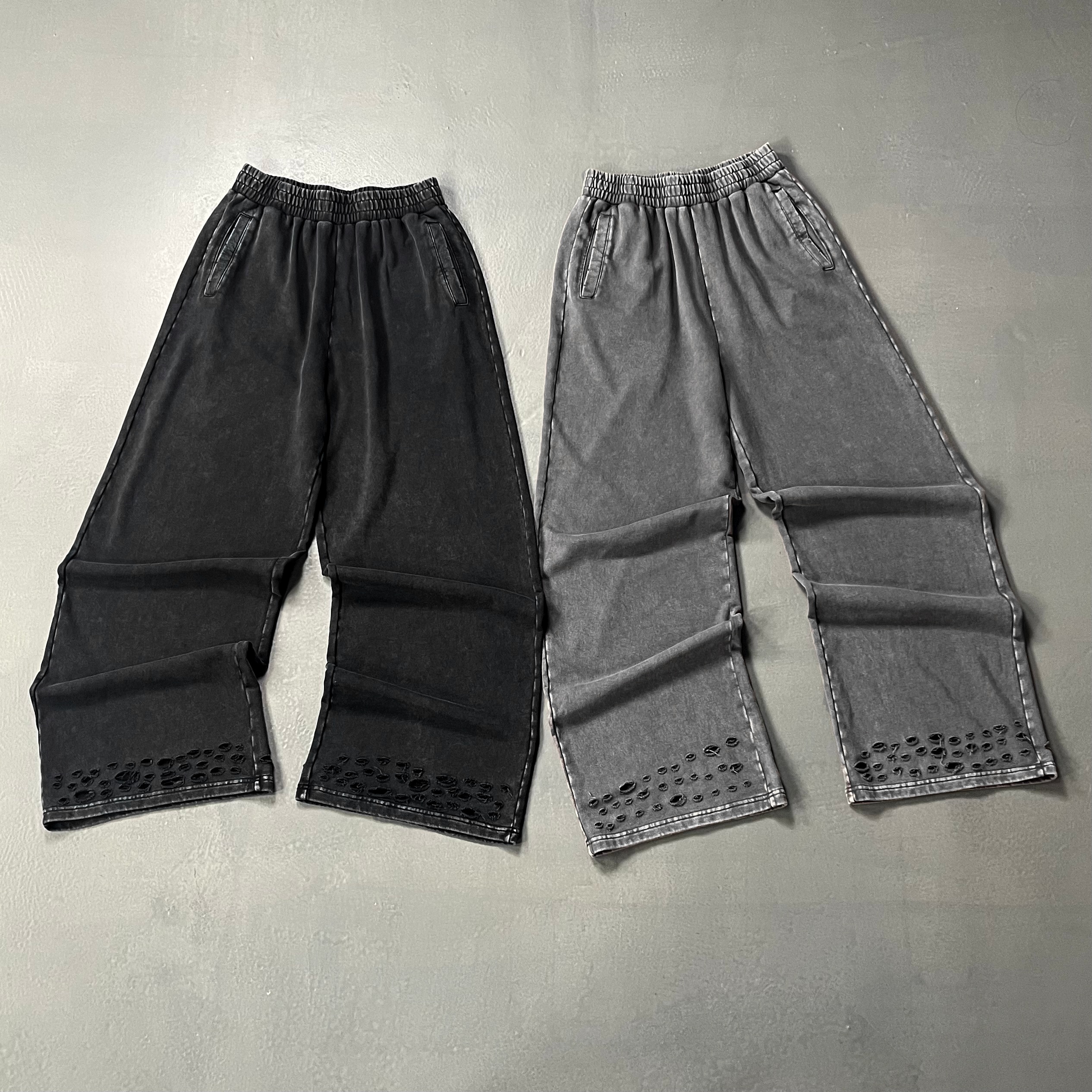 Hot Selling Streetwear Sweatpants 100% Cotton Custom Broken Vintage Loose New Fashion Men's High Quality Sweatpants