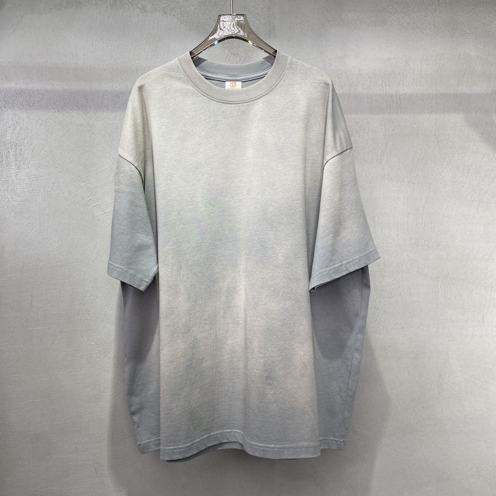 Vintage Drop Shoulder Heavy Cotton Spray Dyeing Loose Washed High Quality Sublimation Streetwear Heat Transfers for T-shirts