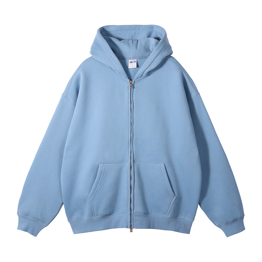 Custom Wireless Oversized Drop Shoulder Fleece Zip up High Quality Screen Printed Men's Hoodies & Sweatshirts